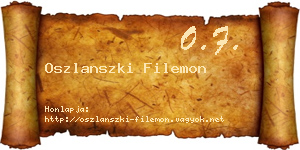 Oszlanszki Filemon névjegykártya